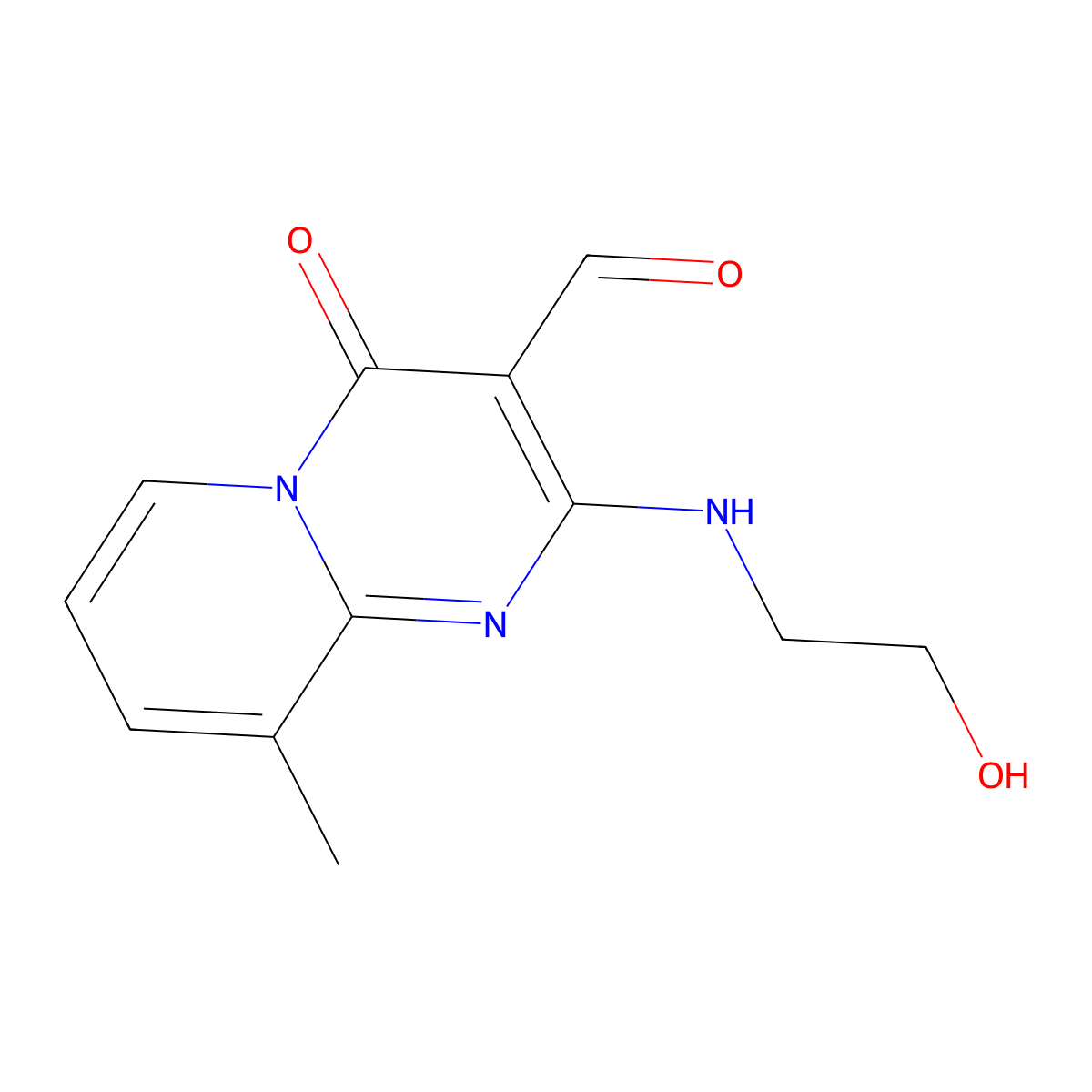 2-[(2-hydroxyethyl)amino]-9-methyl-4-oxo-4H-pyrido[1,2-a]pyrimidine-3-carbaldehyde molecular structure, CAS 307326-52-9
