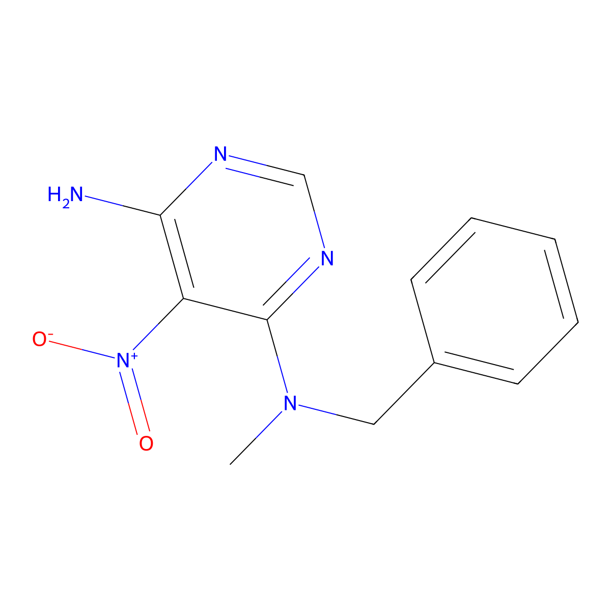 N4-benzyl-N4-methyl-5-nitropyrimidine-4,6-diamine molecular structure, CAS 307326-53-0