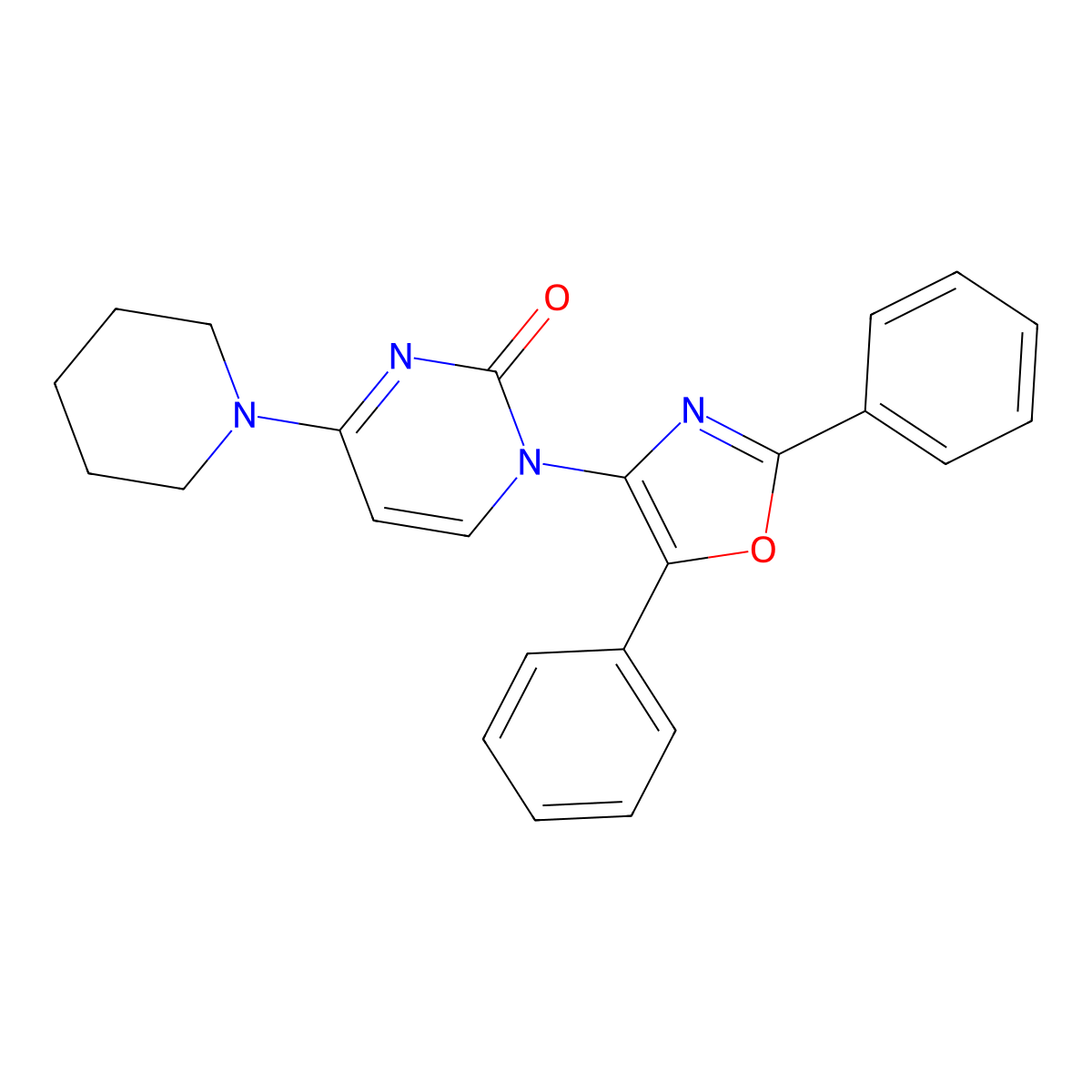 1-(2,5-diphenyloxazol-4-yl)-4-(piperidin-1-yl)pyrimidin-2(1H)-one molecular structure, CAS 307326-62-1