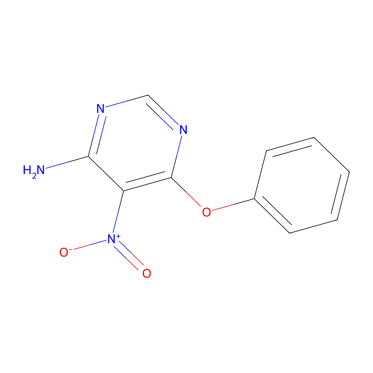 5-Nitro-6-phenoxypyrimidin-4-amine molecular structure, CAS 307326-67-6