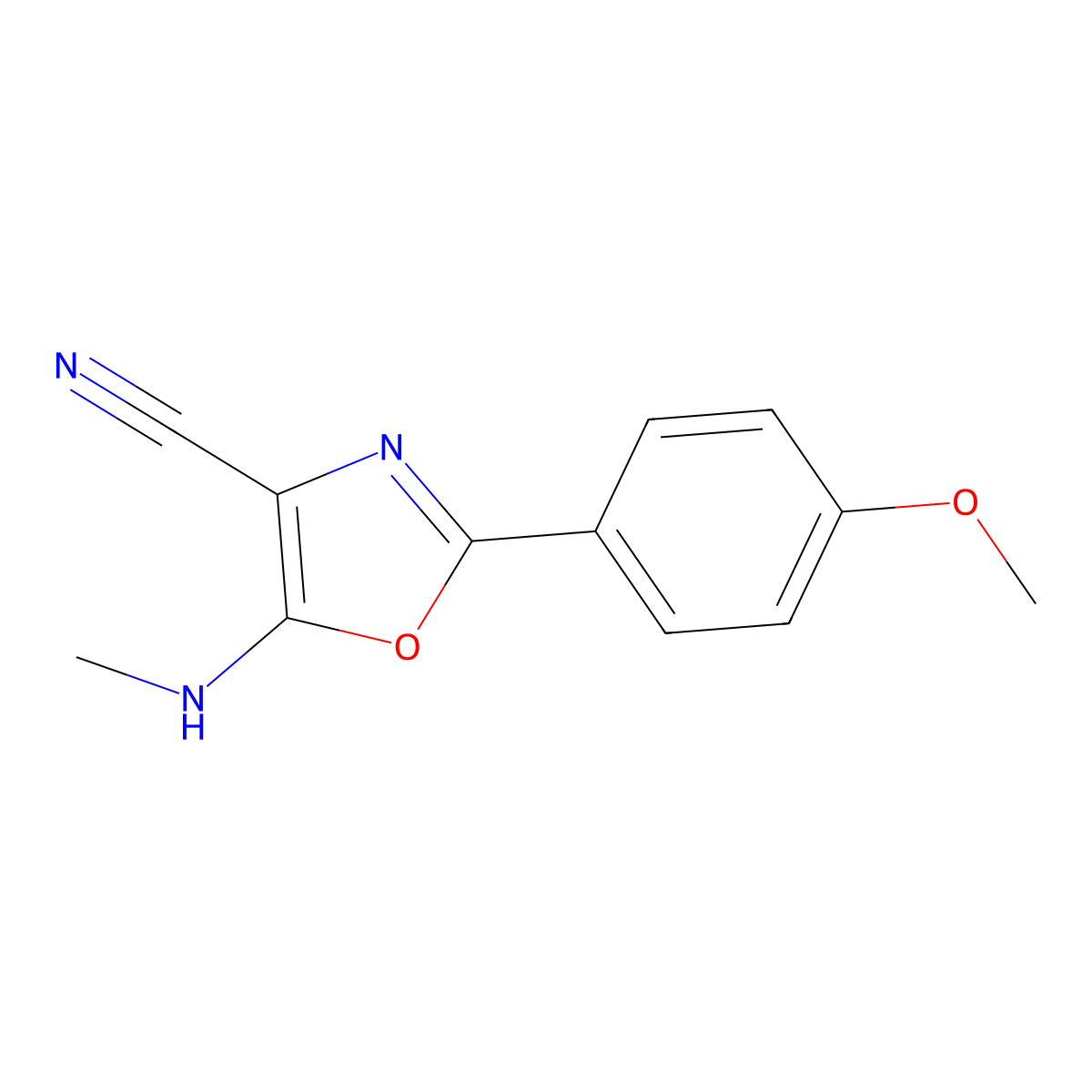 2-(4-Methoxyphenyl)-5-(methylamino)-1,3-oxazole-4-carbonitrile molecular structure, CAS 307326-77-8