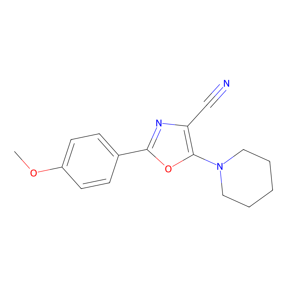 2-(4-Methoxyphenyl)-5-piperidin-1-yl-1,3-oxazole-4-carbonitrile molecular structure, CAS 307326-80-3