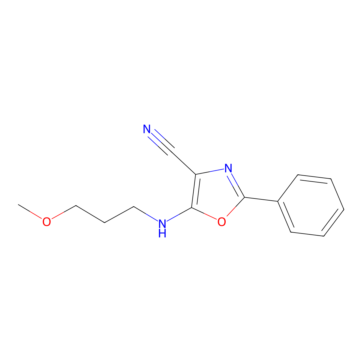 5-[(3-Methoxypropyl)amino]-2-phenyl-1,3-oxazole-4-carbonitrile molecular structure, CAS 307326-93-8