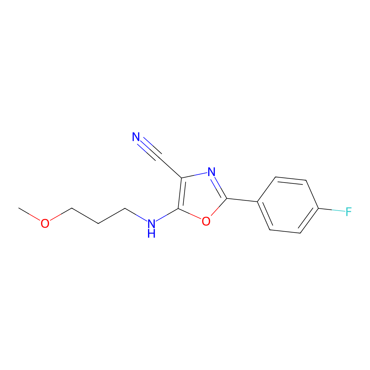 2-(4-Fluorophenyl)-5-[(3-methoxypropyl)amino]-1,3-oxazole-4-carbonitrile molecular structure, CAS 307326-96-1