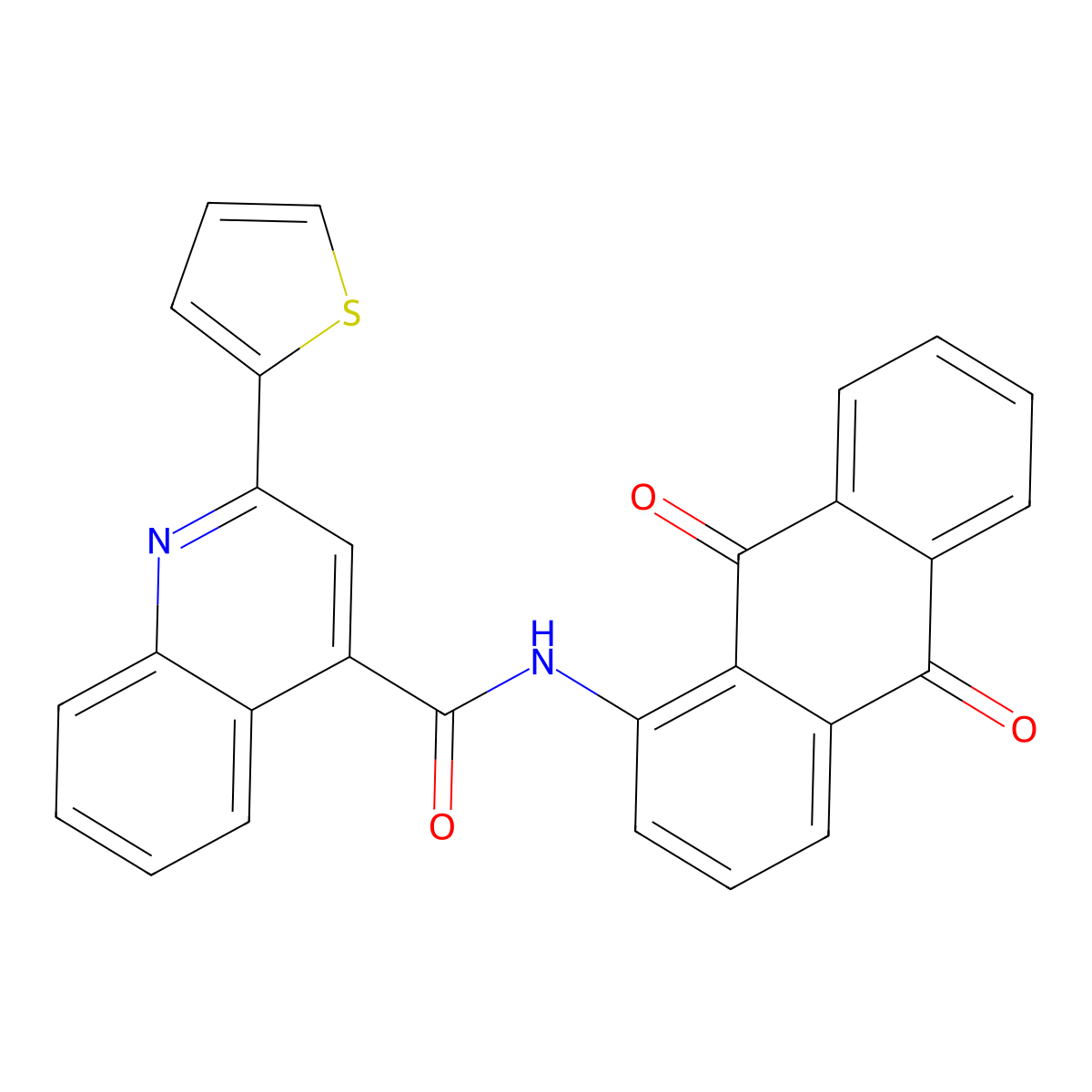 N-(9,10-dioxo-9,10-dihydroanthracen-1-yl)-2-(thiophen-2-yl)quinoline-4-carboxamide molecular structure, CAS 307326-99-4