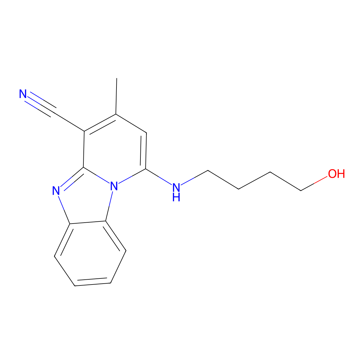 1-(4-Hydroxybutylamino)-3-methylpyrido[1,2-a]benzimidazole-4-carbonitrile molecular structure, CAS 307327-25-9