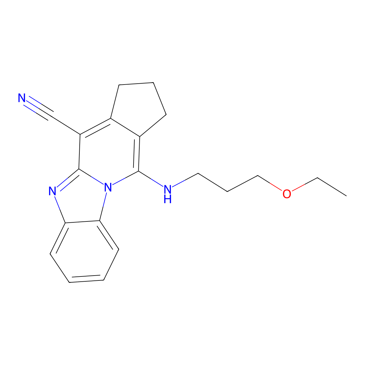 11-[(3-ethoxypropyl)amino]-2,3-dihydro-1H-cyclopenta[4,5]pyrido[1,2-a]benzimidazole-4-carbonitrile molecular structure, CAS 307327-31-7