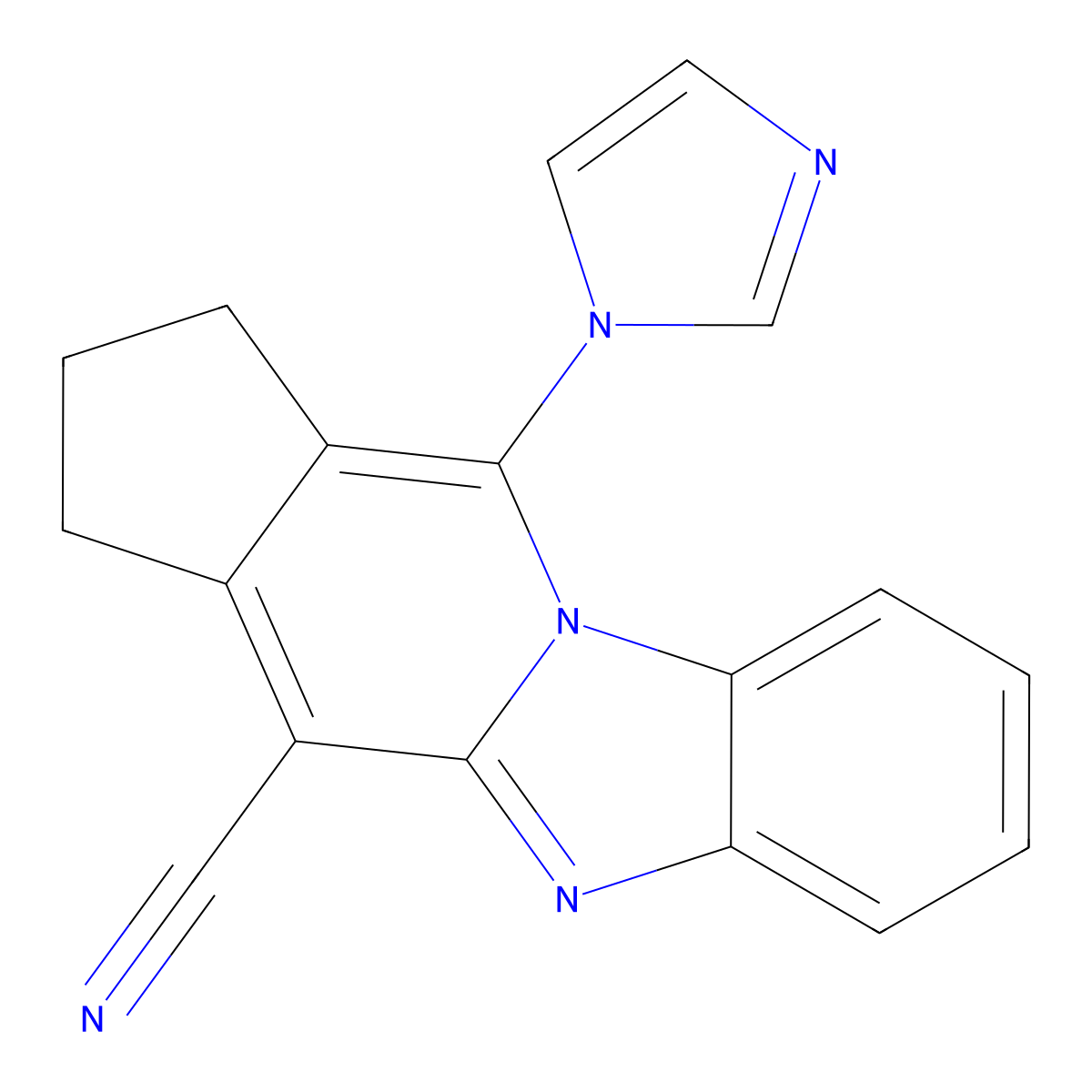 11-(1H-imidazol-1-yl)-2,3-dihydro-1H-cyclopenta[4,5]pyrido[1,2-a]benzimidazole-4-carbonitrile molecular structure, CAS 307327-32-8