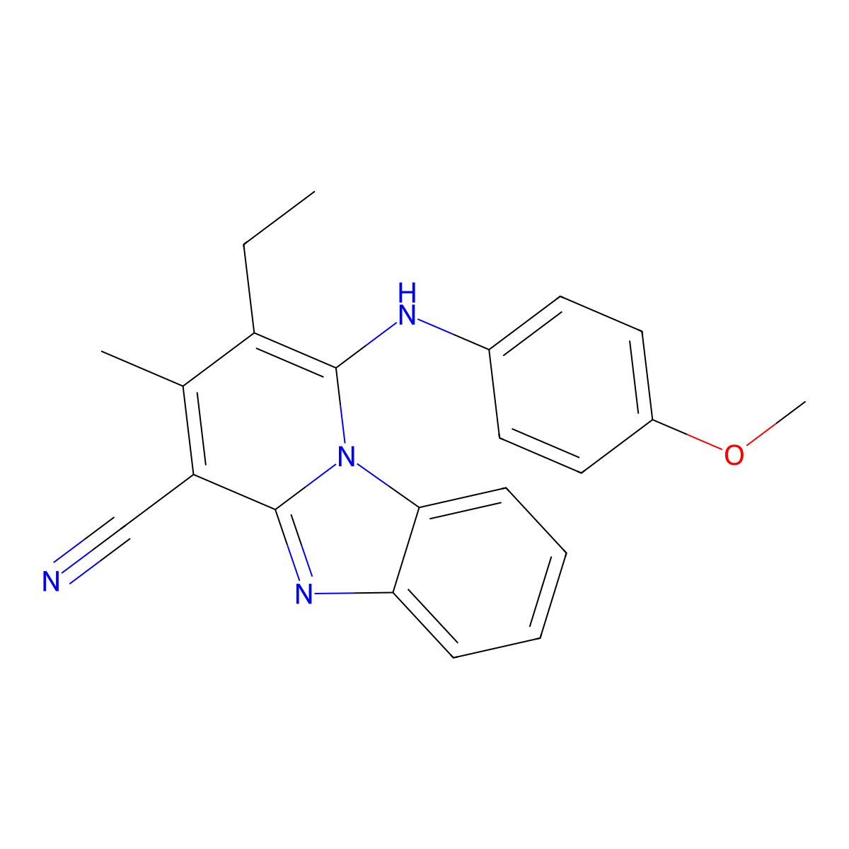 2-Ethyl-1-[(4-methoxyphenyl)amino]-3-methylpyrido[1,2-a]benzimidazole-4-carbonitrile molecular structure, CAS 307327-39-5