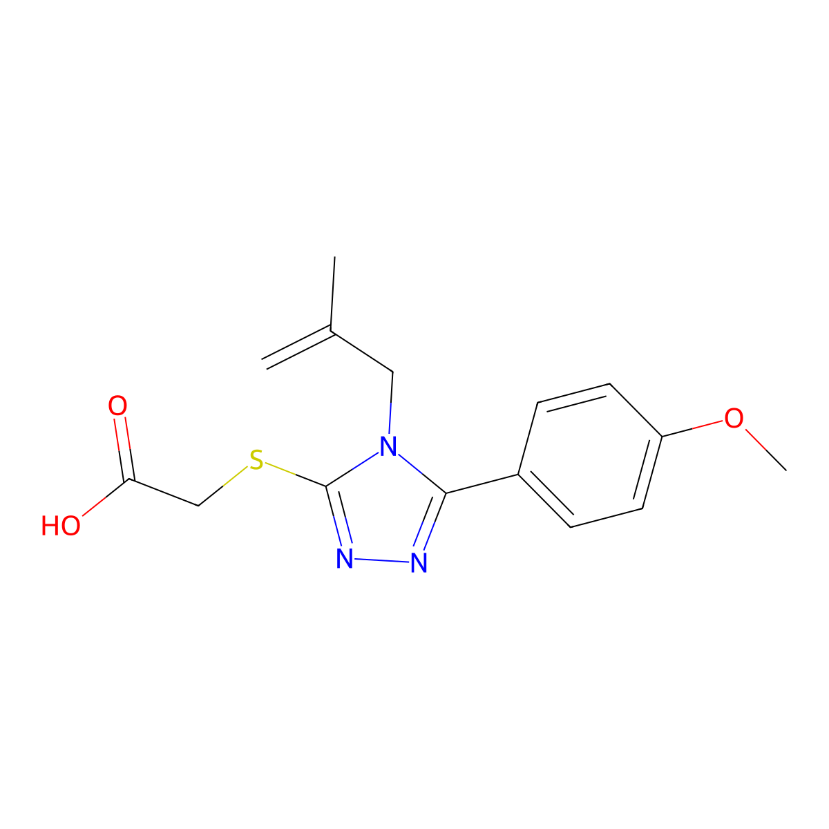2-((5-(4-methoxyphenyl)-4-(2-methylallyl)-4H-1,2,4-triazol-3-yl)thio)acetic acid molecular structure, CAS 307327-45-3