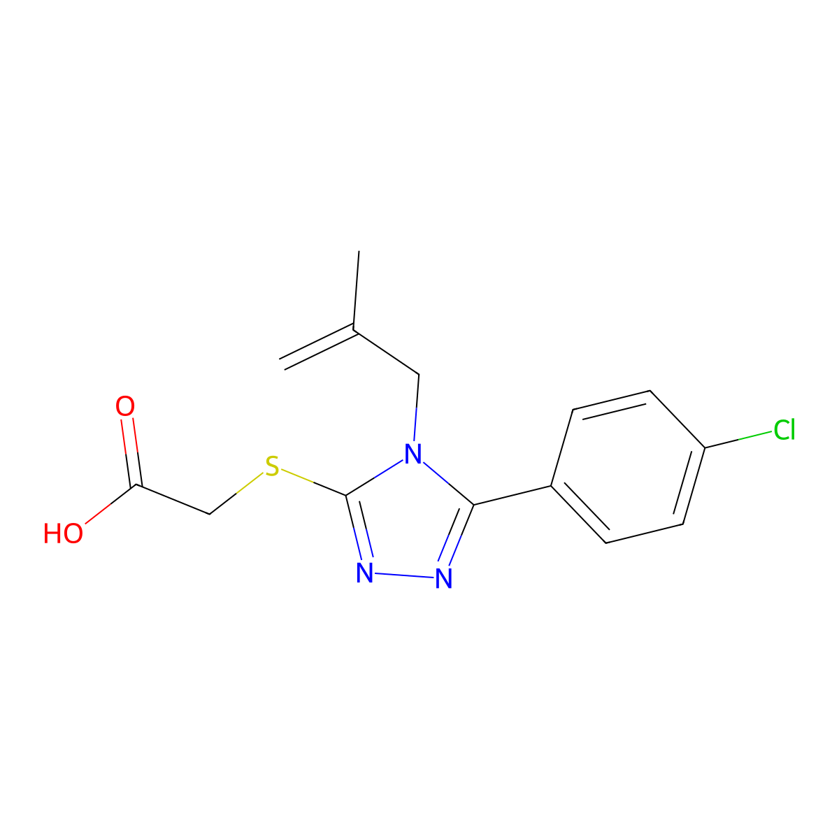 2-[[5-(4-chlorophenyl)-4-(2-methylprop-2-enyl)-1,2,4-triazol-3-yl]sulfanyl]acetic Acid molecular structure, CAS 307327-46-4