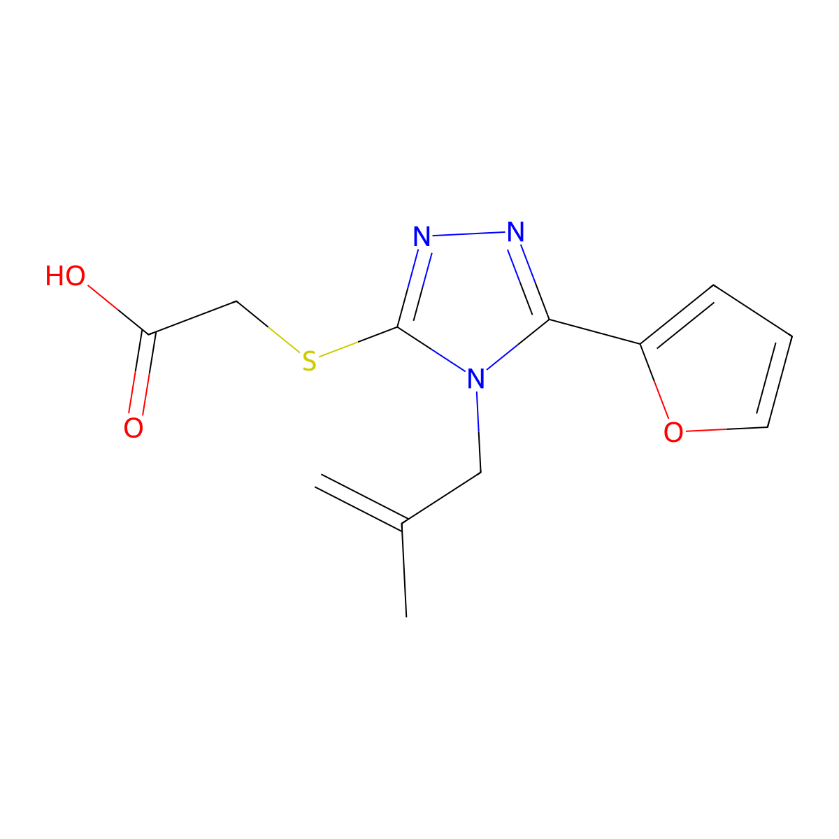 [5-Furan-2-yl-4-(2-methyl-allyl)-4H-[1,2,4]triazol-3-ylsulfanyl]-acetic acid molecular structure, CAS 307327-49-7