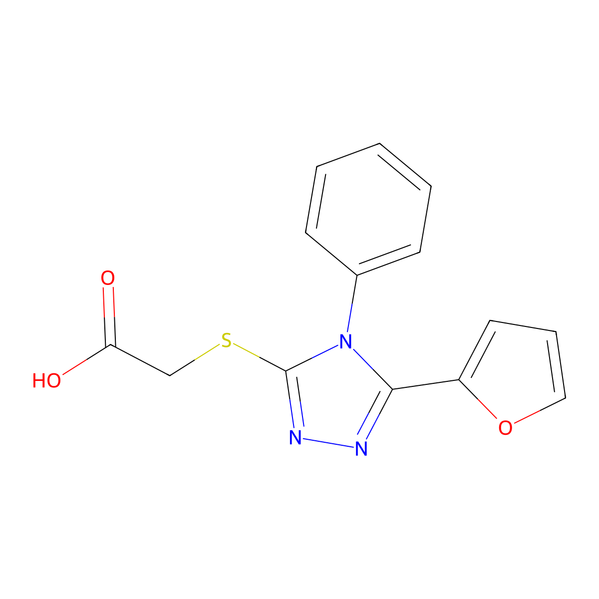 2-{[5-(furan-2-yl)-4-phenyl-4H-1,2,4-triazol-3-yl]sulfanyl}acetic acid molecular structure, CAS 307327-52-2