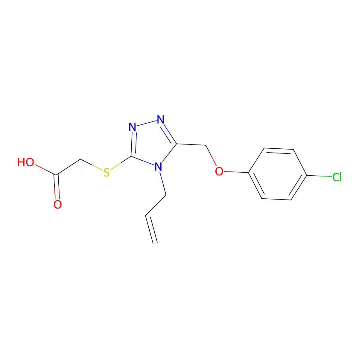 2-((4-allyl-5-((4-chlorophenoxy)methyl)-4H-1,2,4-triazol-3-yl)thio)acetic acid molecular structure, CAS 307327-58-8