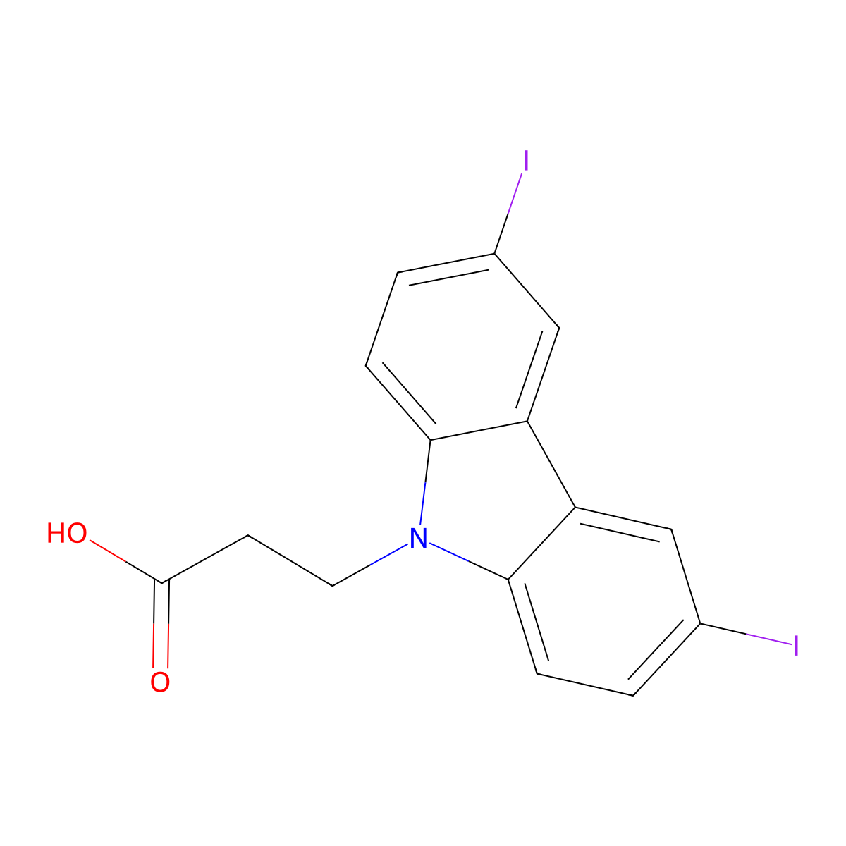 3-(3,6-Diiodo-9H-carbazol-9-yl)propanoic acid molecular structure, CAS 307327-65-7