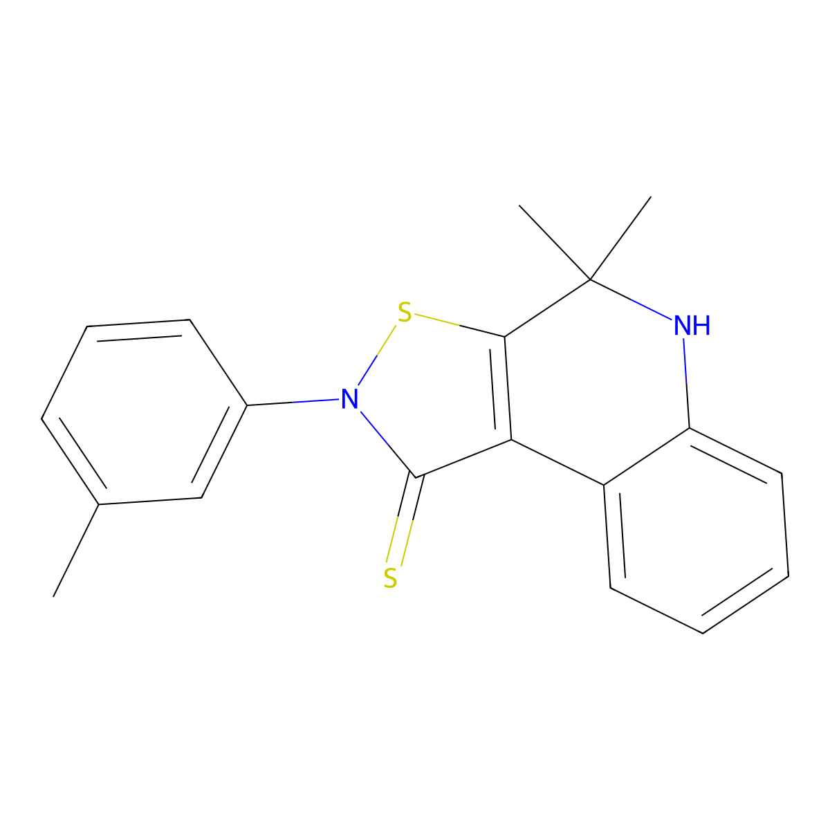 4,4-dimethyl-2-(3-methylphenyl)-5H-[1,2]thiazolo[5,4-c]quinoline-1-thione molecular structure, CAS 307329-25-5