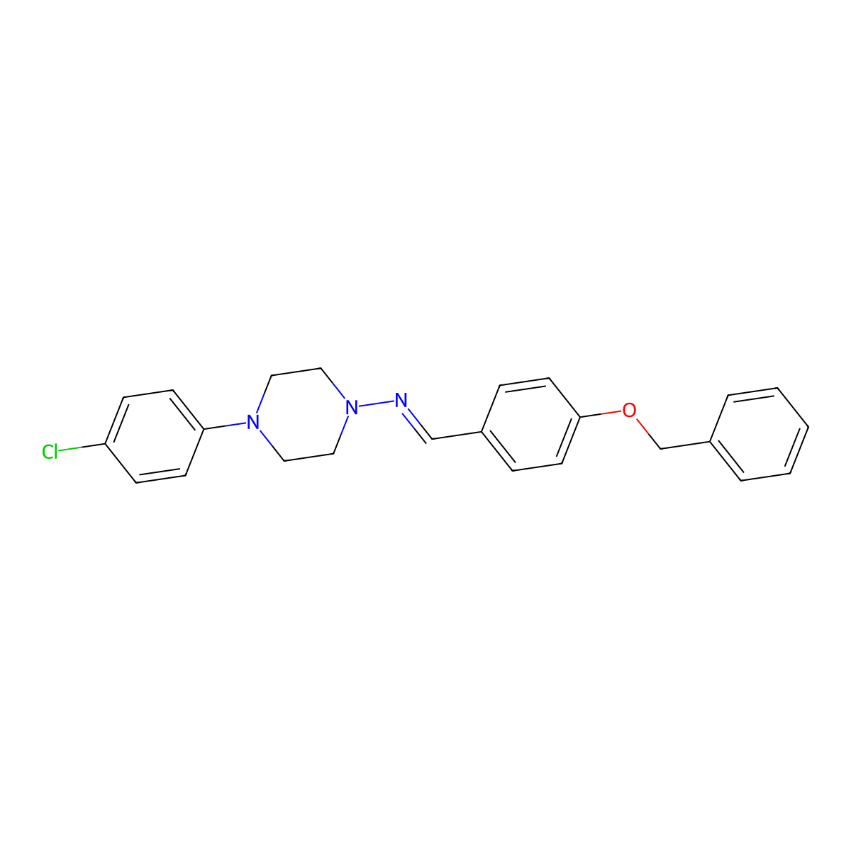 N-[4-(4-chlorophenyl)piperazin-1-yl]-1-(4-phenylmethoxyphenyl)methanimine molecular structure, CAS 307329-28-8