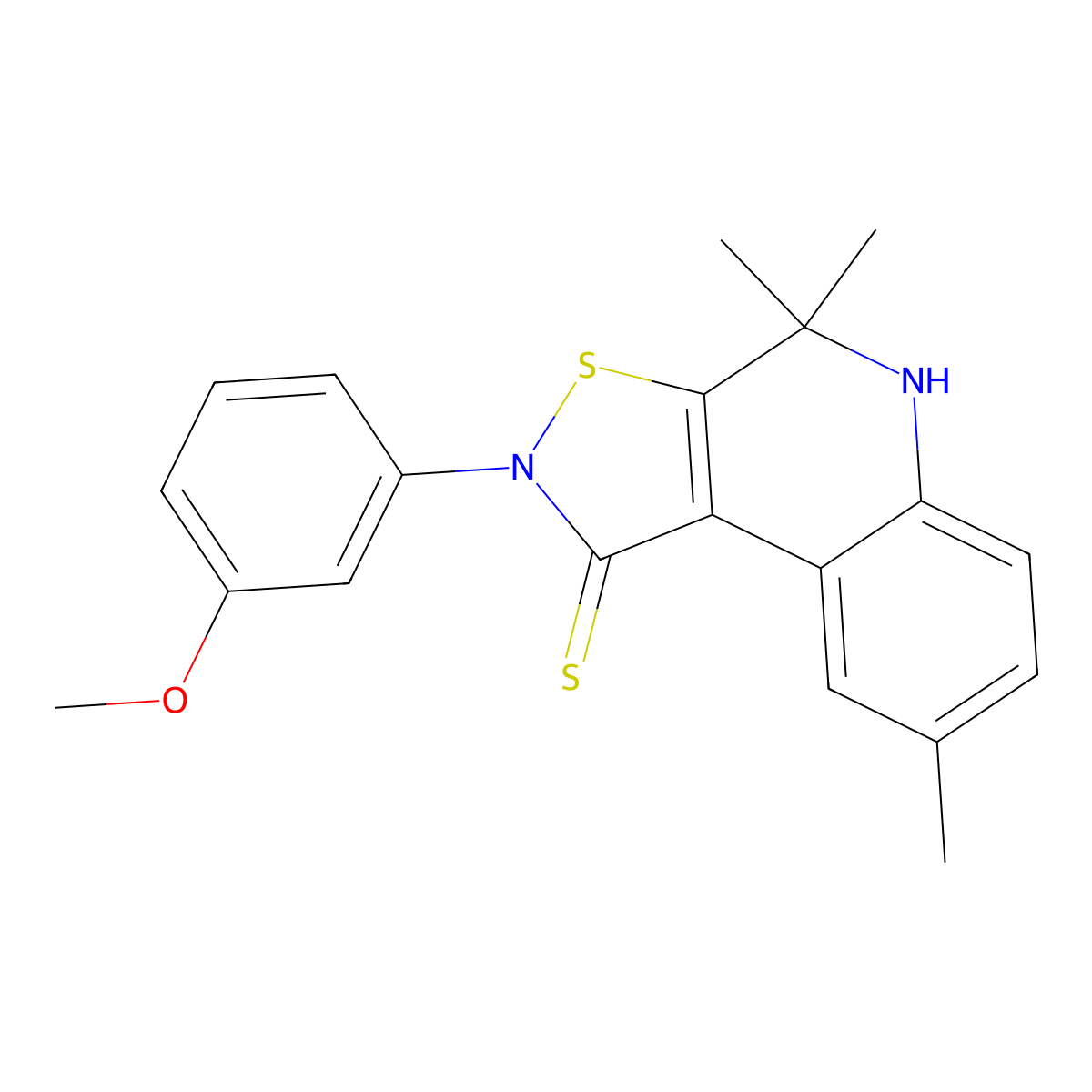 2-(3-methoxyphenyl)-4,4,8-trimethyl-4,5-dihydroisothiazolo[5,4-c]quinoline-1(2H)-thione molecular structure, CAS 307329-50-6