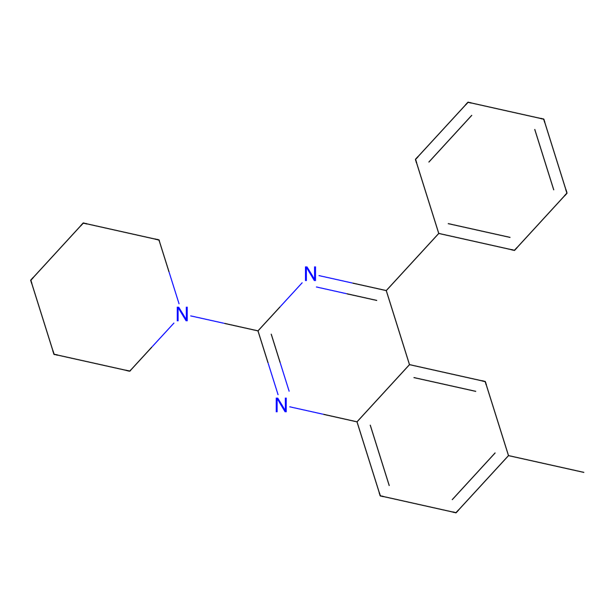 6-Methyl-4-phenyl-2-(piperidin-1-yl)quinazoline molecular structure, CAS 307329-79-9