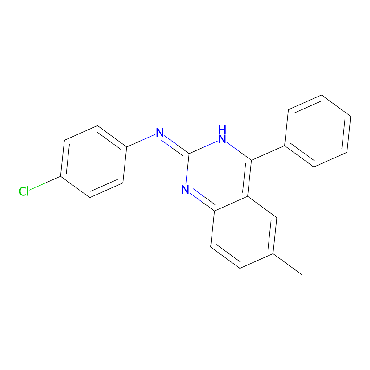 N-(4-chlorophenyl)-6-methyl-4-phenylquinazolin-2-amine molecular structure, CAS 307329-83-5