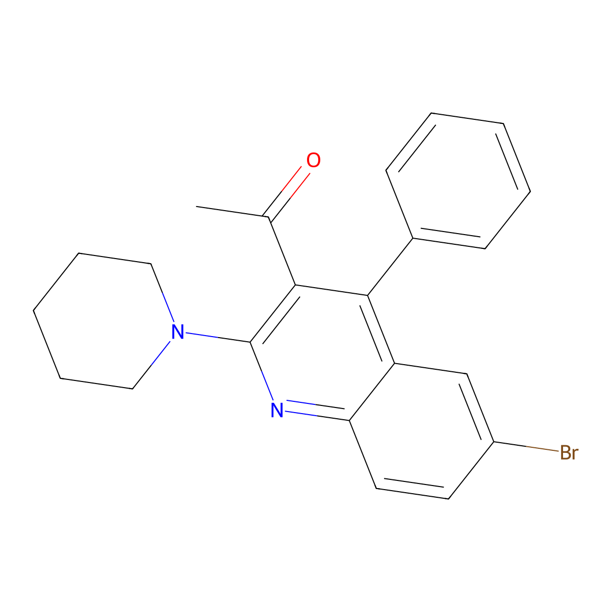 1-(6-Bromo-4-phenyl-2-piperidin-1-ylquinolin-3-yl)ethanone molecular structure, CAS 307329-95-9