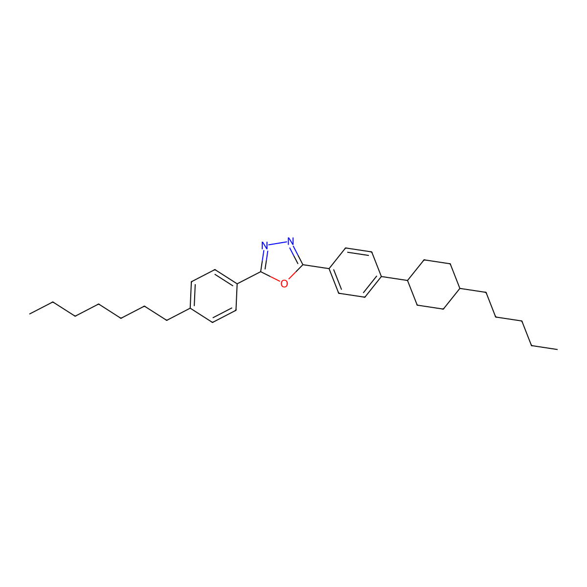 2-(4-Heptylphenyl)-5-[4-(4-pentylcyclohexyl)phenyl]-1,3,4-oxadiazole molecular structure, CAS 307332-40-7