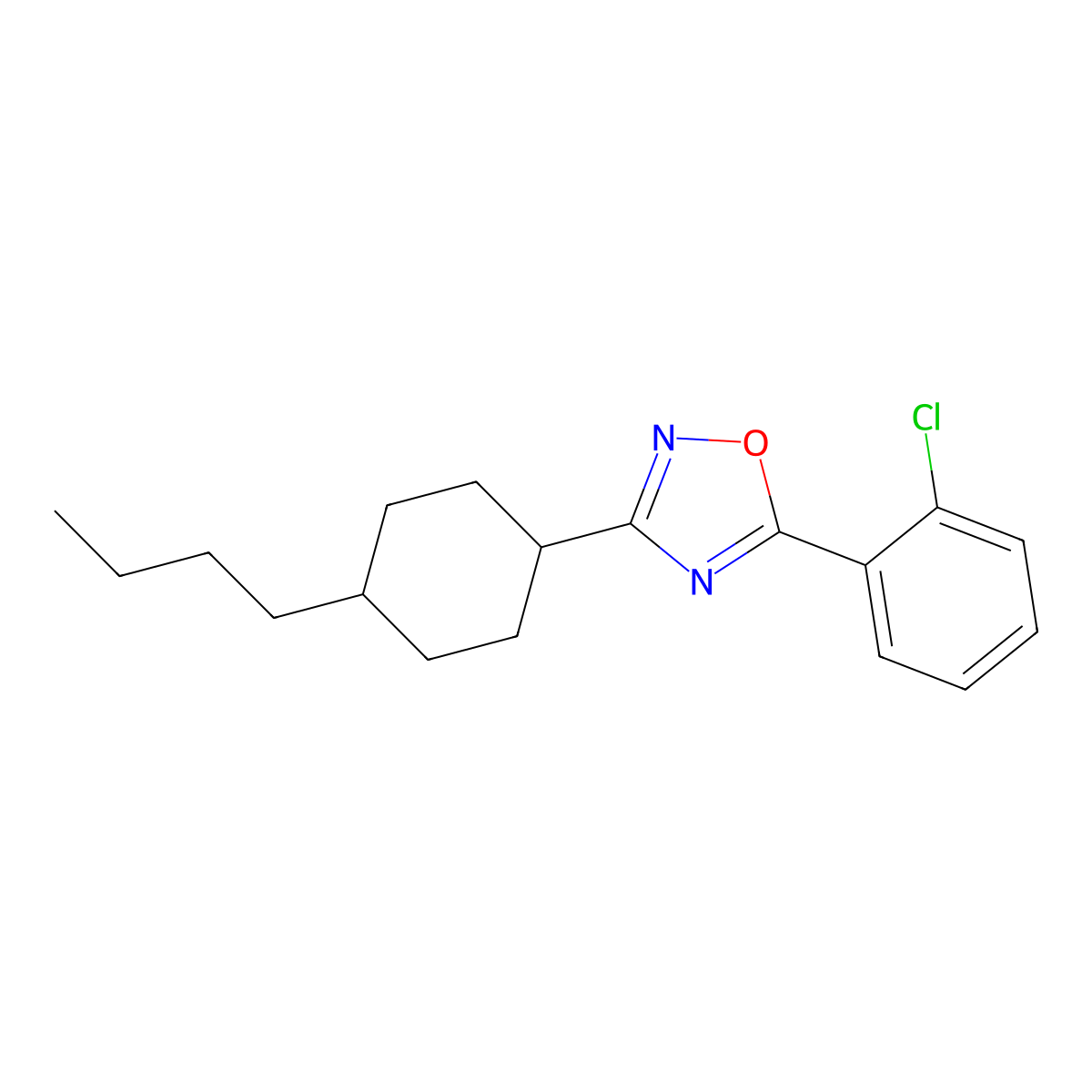 3-(4-Butylcyclohexyl)-5-(2-chlorophenyl)-1,2,4-oxadiazole molecular structure, CAS 307332-46-3