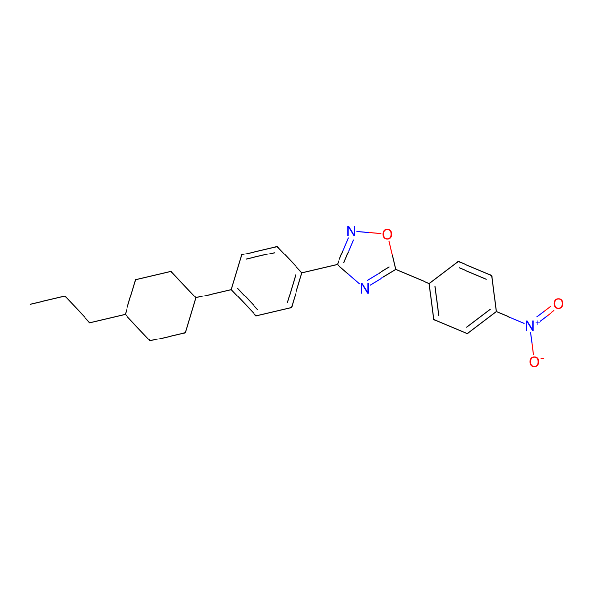 5-(4-Nitrophenyl)-3-[4-(4-propylcyclohexyl)phenyl]-1,2,4-oxadiazole molecular structure, CAS 307332-61-2