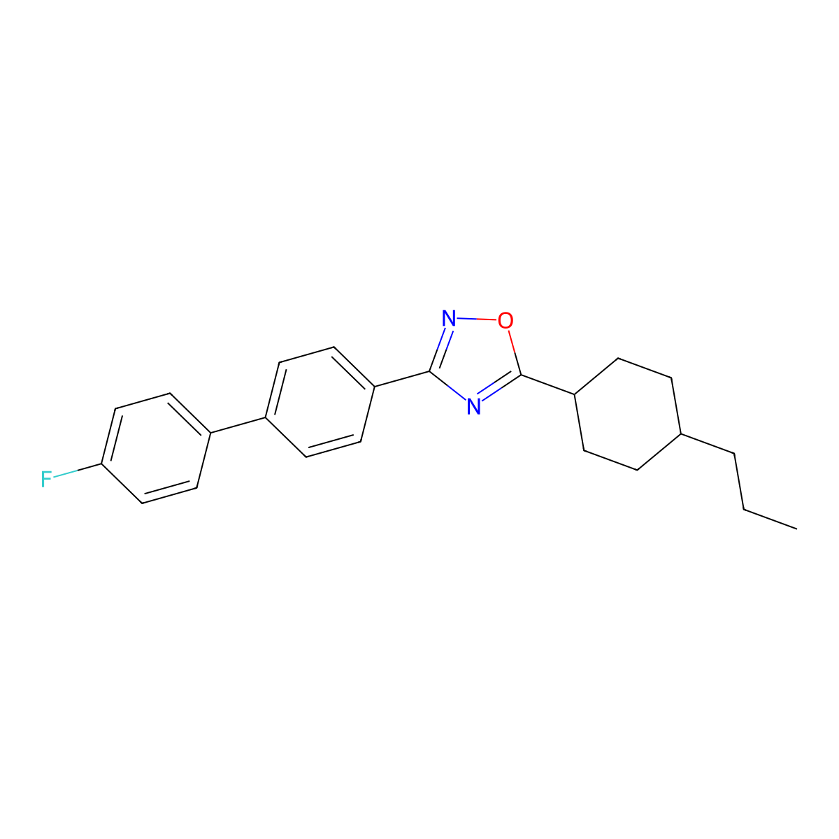 3-(4'-Fluoro[1,1'-biphenyl]-4-yl)-5-(4-propylcyclohexyl)-1,2,4-oxadiazole molecular structure, CAS 307332-67-8