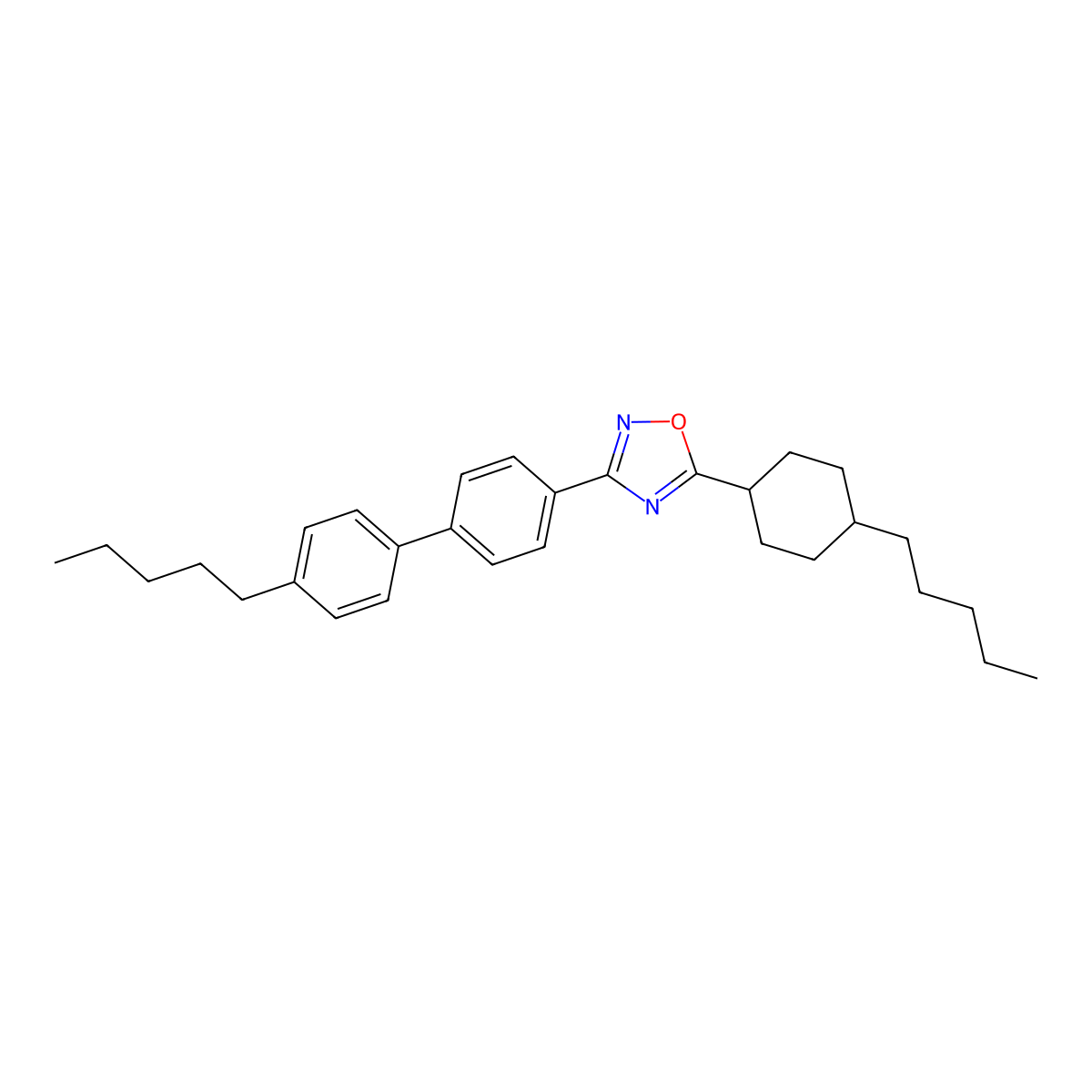 5-(4-Pentylcyclohexyl)-3-[4-(4-pentylphenyl)phenyl]-1,2,4-oxadiazole molecular structure, CAS 307332-71-4