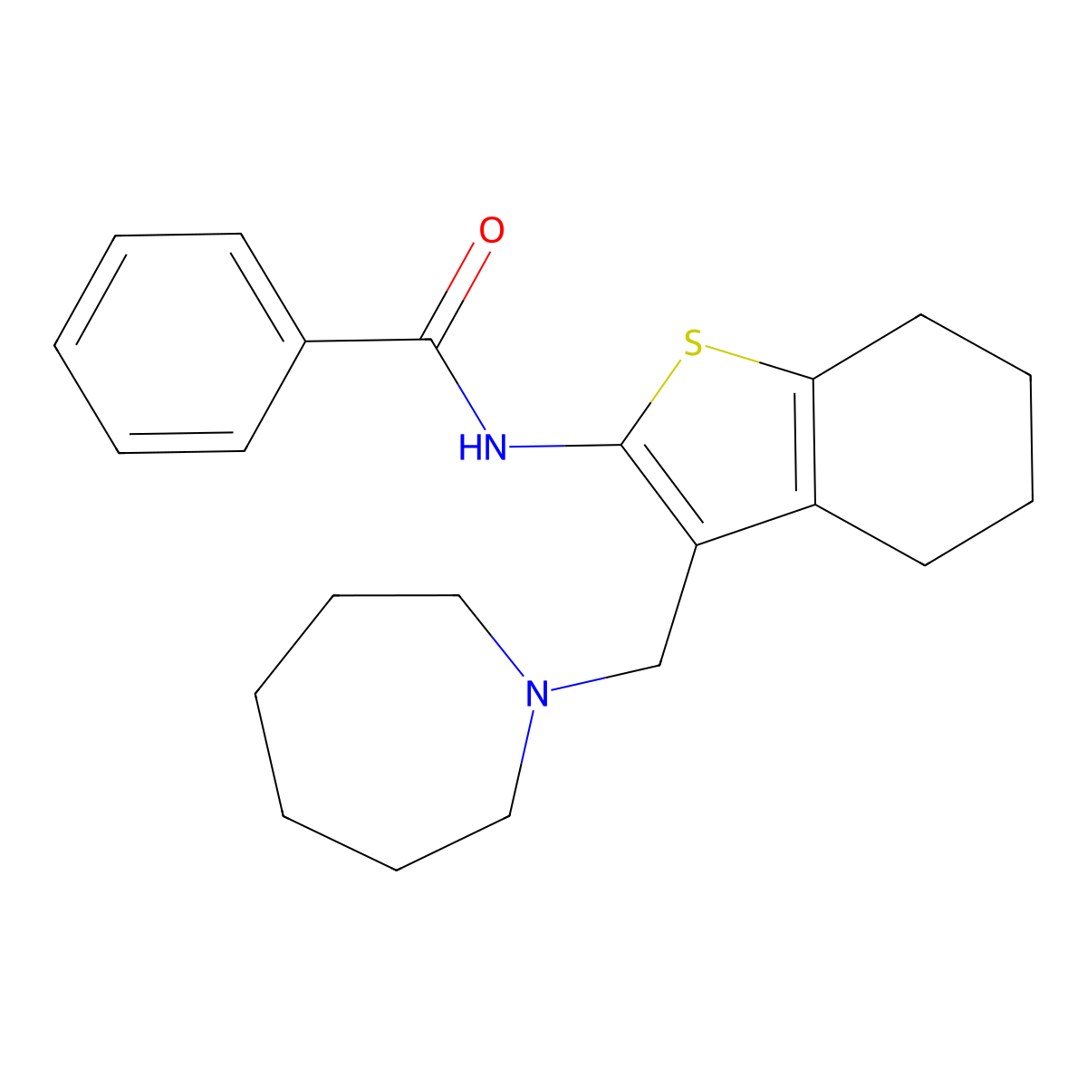 N-[3-(azepan-1-ylmethyl)-4,5,6,7-tetrahydro-1-benzothiophen-2-yl]benzamide molecular structure, CAS 307332-80-5