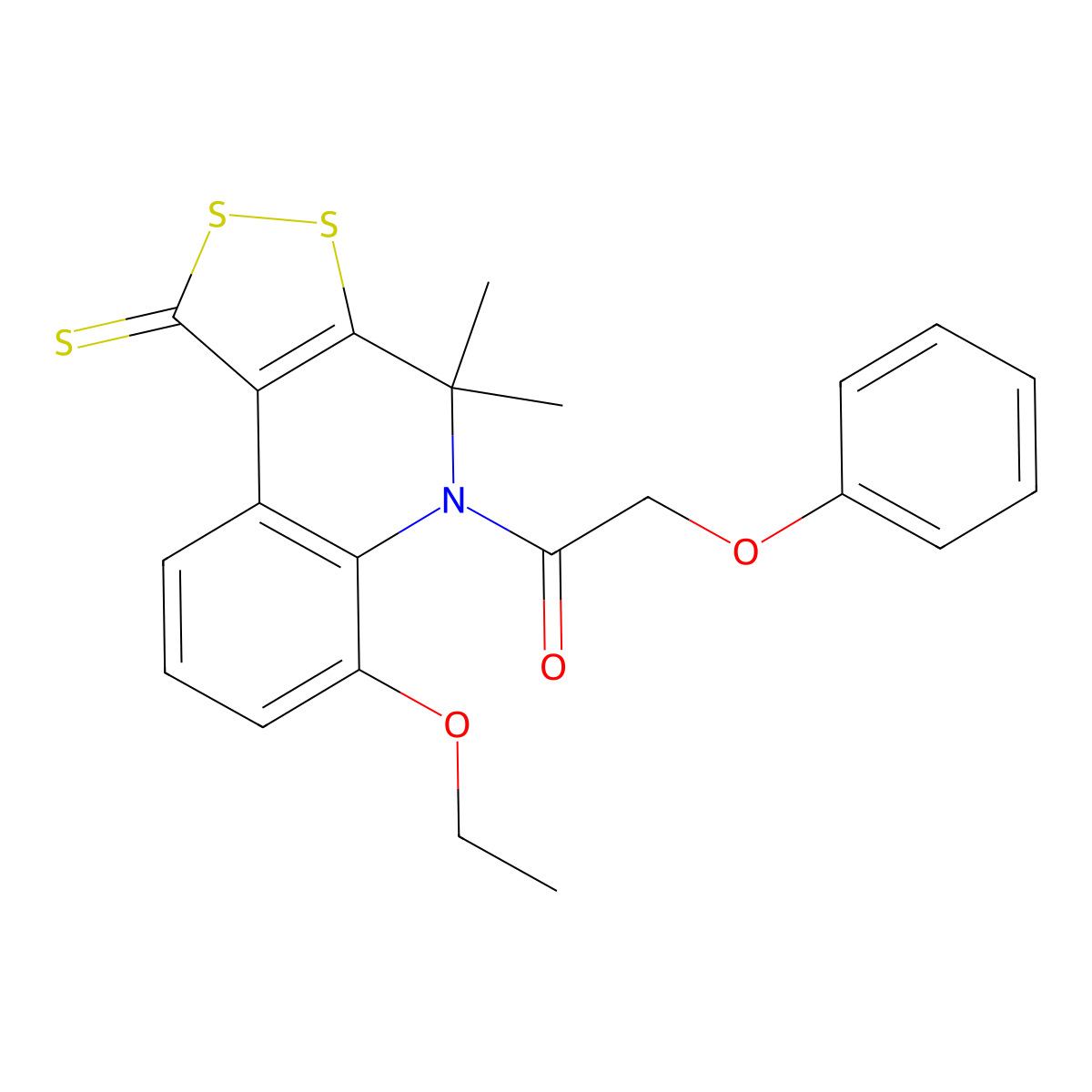 6-ethoxy-4,4-dimethyl-5-(phenoxyacetyl)-4,5-dihydro-1H-[1,2]dithiolo[3,4-c]quinoline-1-thione molecular structure, CAS 307336-46-5