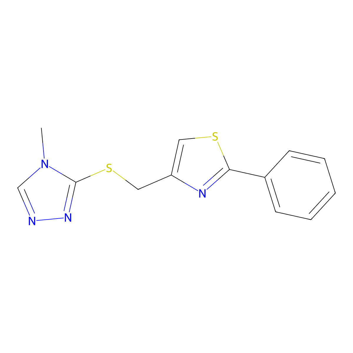 4-[(4-Methyl-1,2,4-triazol-3-yl)sulfanylmethyl]-2-phenyl-1,3-thiazole molecular structure, CAS 307337-14-0