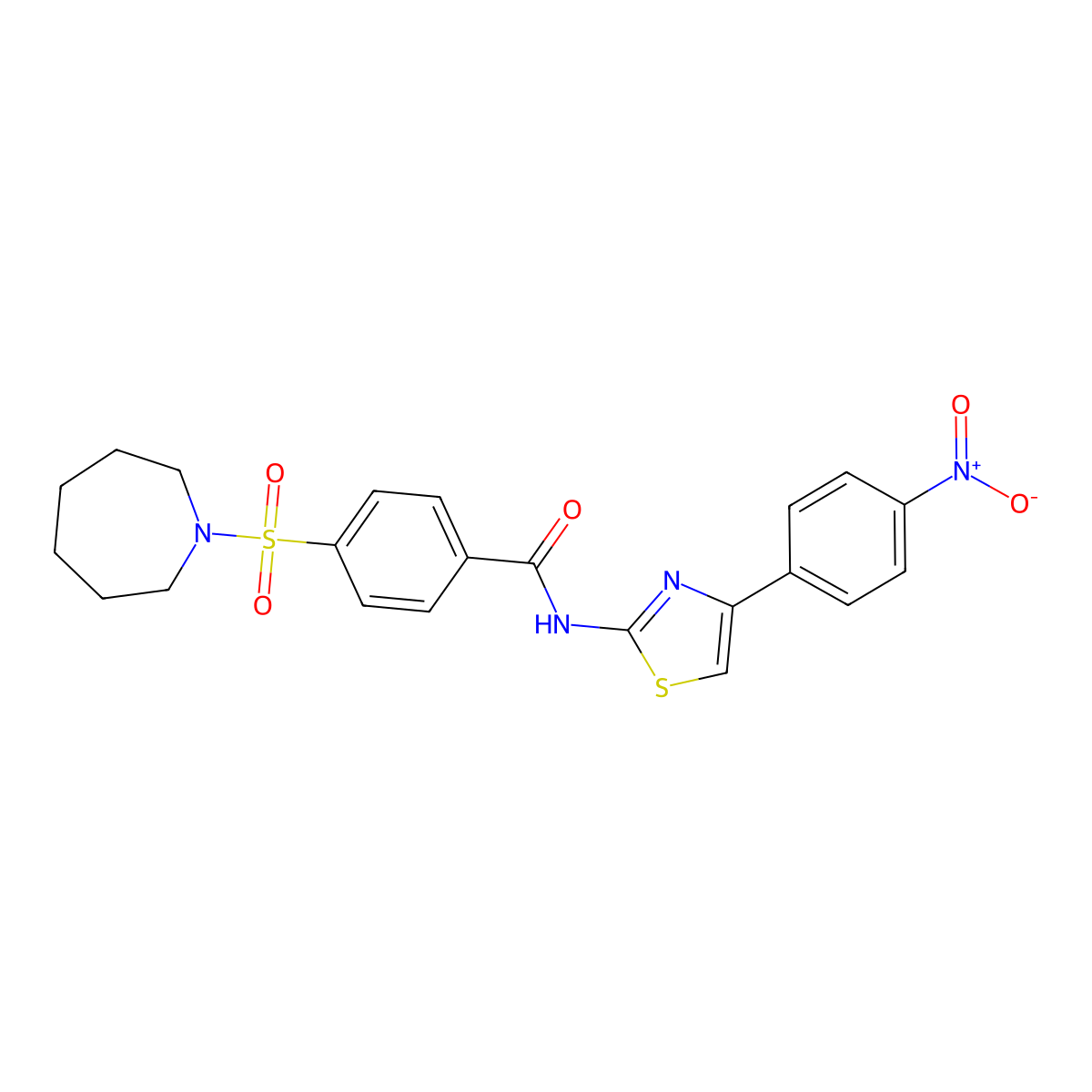 4-(azepan-1-ylsulfonyl)-N-(4-(4-nitrophenyl)thiazol-2-yl)benzamide molecular structure, CAS 307337-73-1