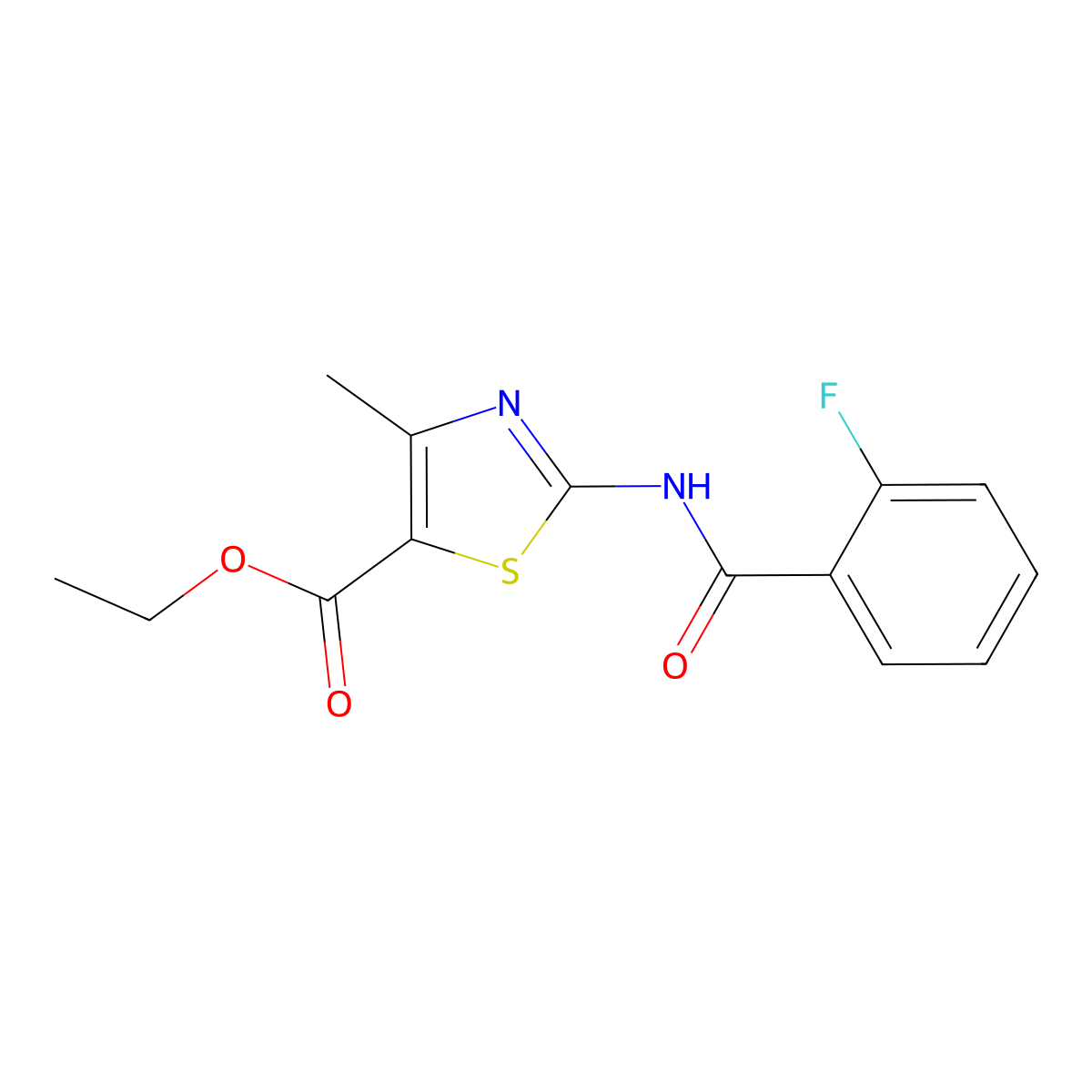 Ethyl 2-(2-fluorobenzamido)-4-methylthiazole-5-carboxylate molecular structure, CAS 307338-61-0