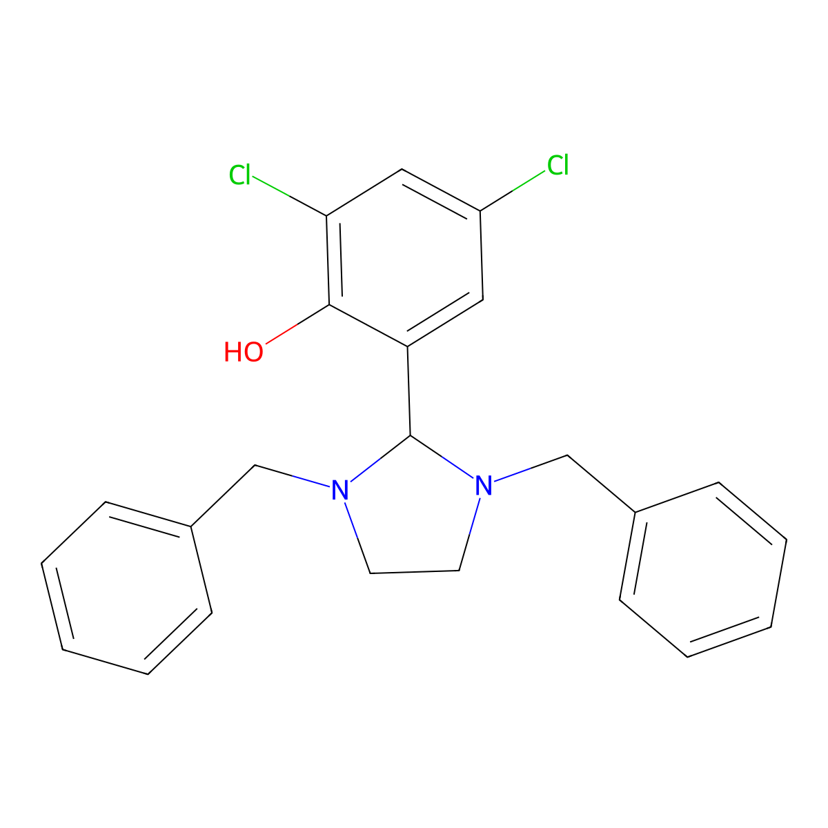 2,4-Dichloro-6-(1,3-dibenzyl-2-imidazolidinyl)phenol molecular structure, CAS 307338-67-6