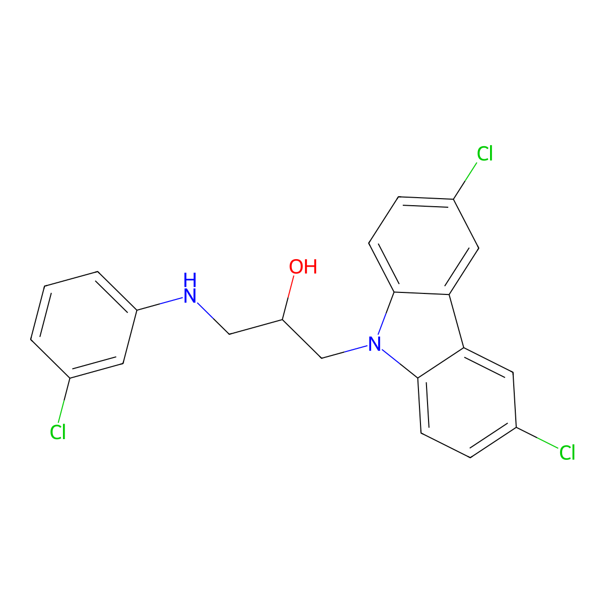 1-(3-Chloro-phenylamino)-3-(3,6-dichloro-carbazol-9-yl)-propan-2-ol molecular structure, CAS 307338-68-7