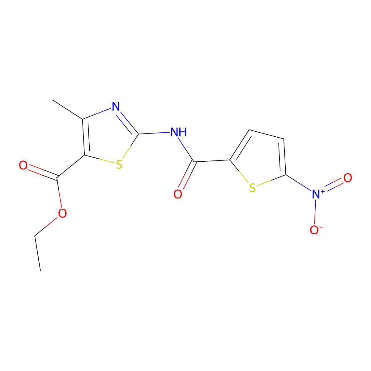 Ethyl 4-methyl-2-(5-nitrothiophene-2-carboxamido)thiazole-5-carboxylate molecular structure, CAS 307338-70-1
