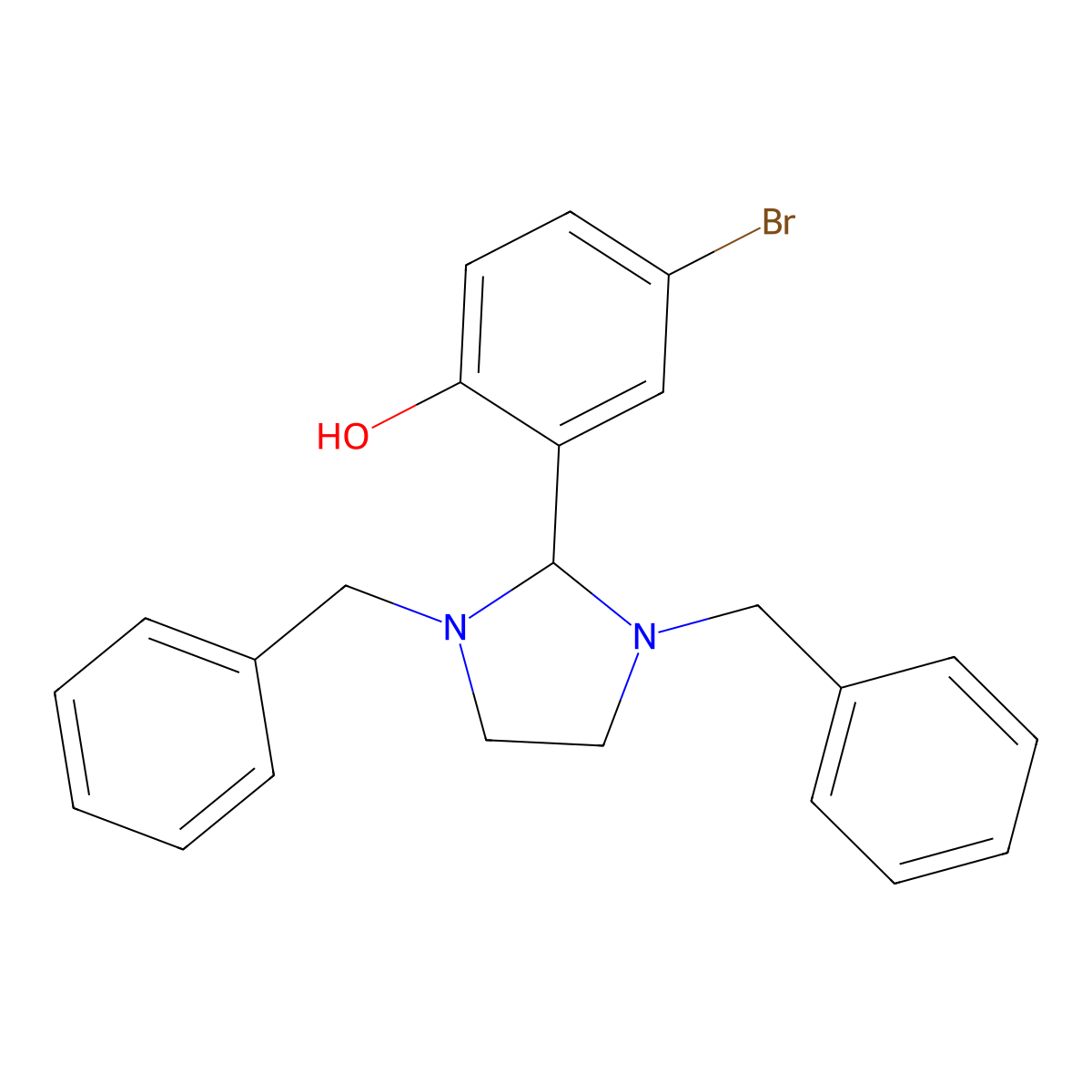 4-Bromo-2-(1,3-dibenzyl-2-imidazolidinyl)phenol molecular structure, CAS 307338-71-2