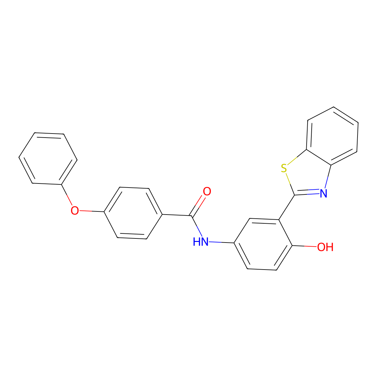 N-(3-(benzo[d]thiazol-2-yl)-4-hydroxyphenyl)-4-phenoxybenzamide molecular structure, CAS 307338-72-3