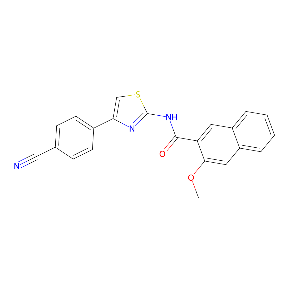N-[4-(4-cyanophenyl)-1,3-thiazol-2-yl]-3-methoxynaphthalene-2-carboxamide molecular structure, CAS 307338-83-6