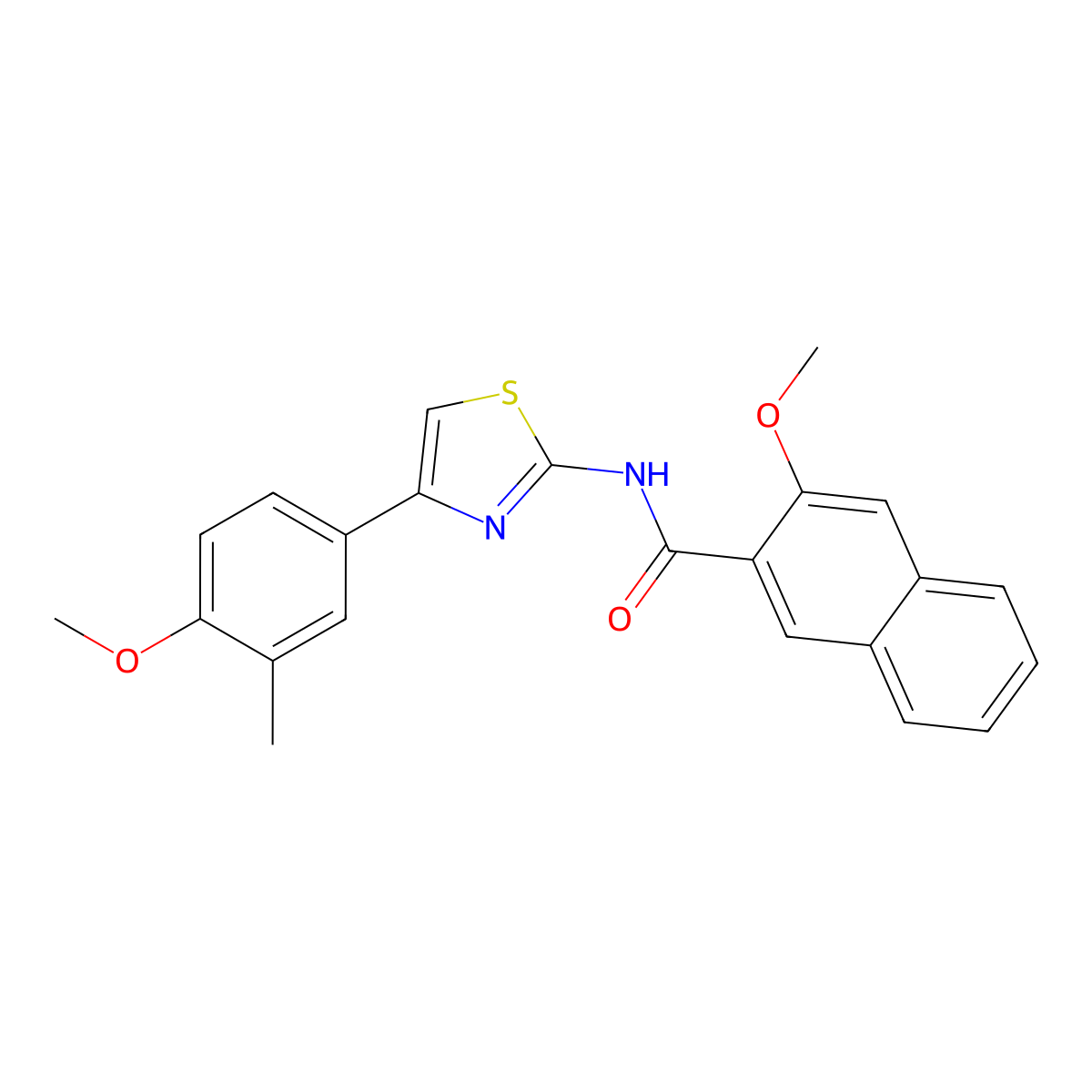 3-methoxy-N-[4-(4-methoxy-3-methylphenyl)-1,3-thiazol-2-yl]naphthalene-2-carboxamide molecular structure, CAS 307338-85-8