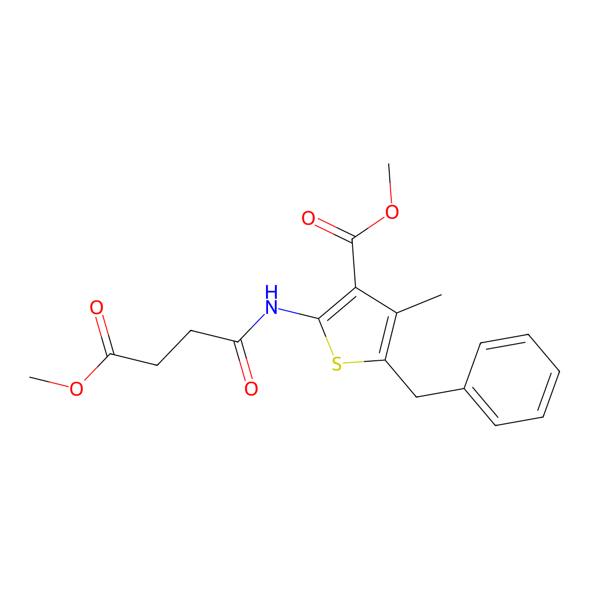 Methyl 5-benzyl-2-(4-methoxy-4-oxobutanamido)-4-methylthiophene-3-carboxylate molecular structure, CAS 307338-96-1