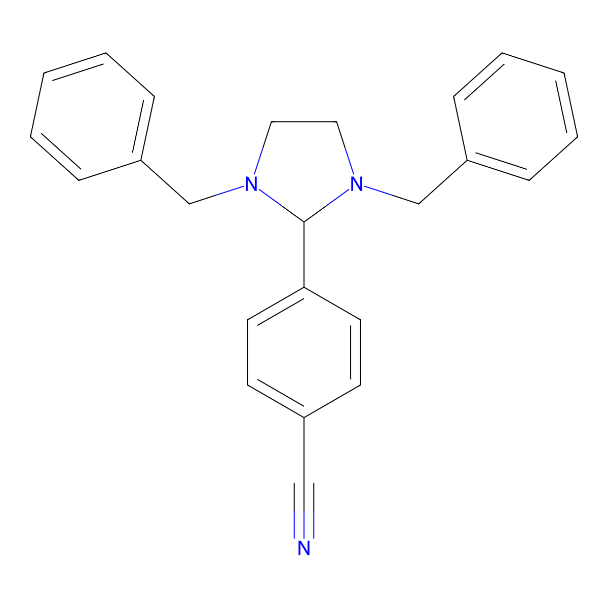 4-(1,3-Dibenzyl-2-imidazolidinyl)benzonitrile molecular structure, CAS 307339-00-0
