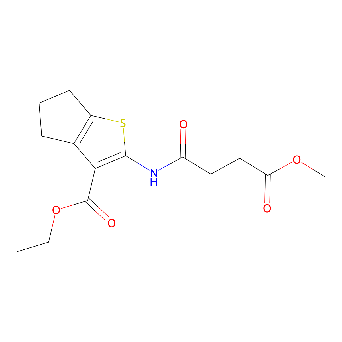 ethyl 2-[(4-methoxy-4-oxobutanoyl)amino]-5,6-dihydro-4H-cyclopenta[b]thiophene-3-carboxylate molecular structure, CAS 307339-06-6