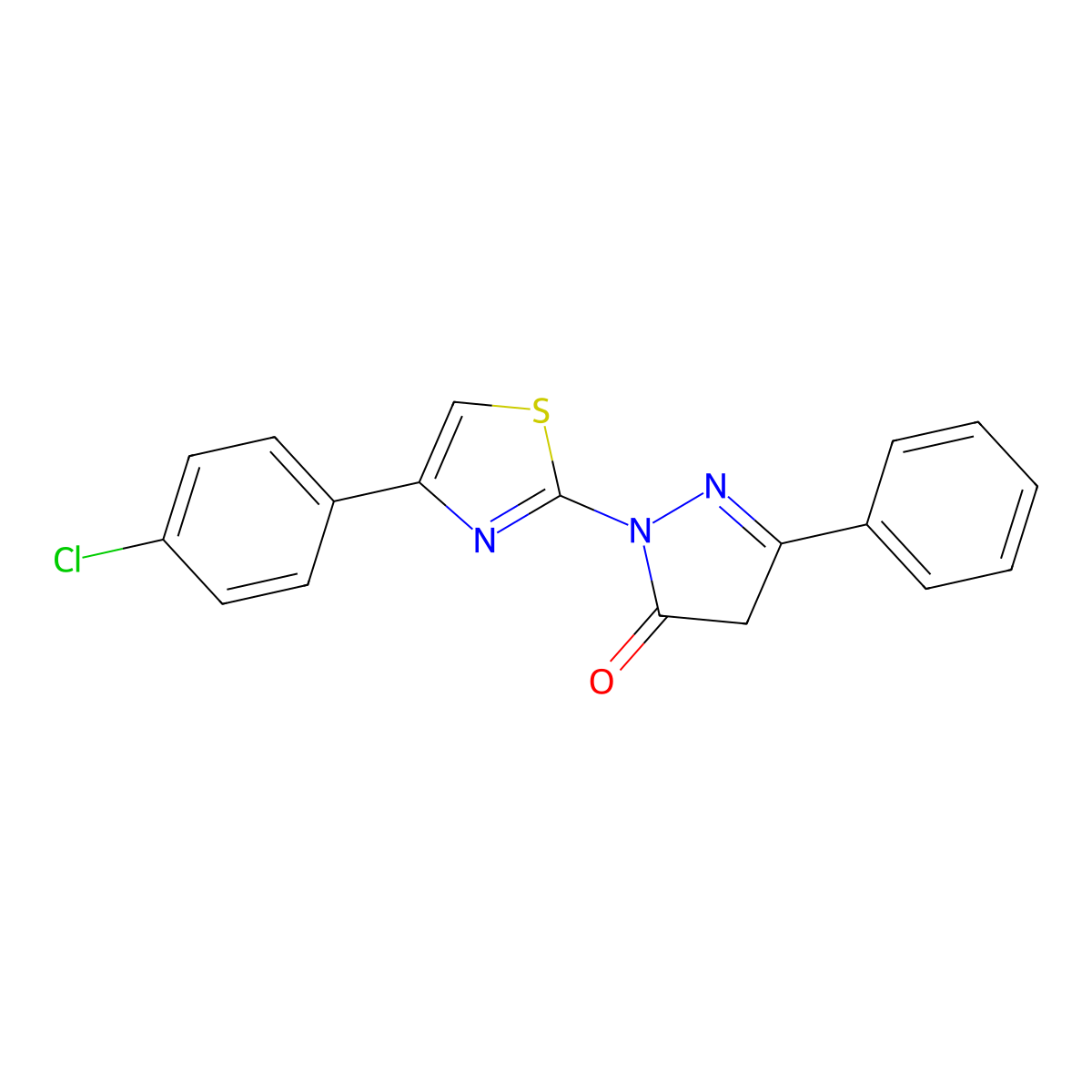 2-[4-(4-chlorophenyl)-1,3-thiazol-2-yl]-5-phenyl-4H-pyrazol-3-one molecular structure, CAS 307339-24-8
