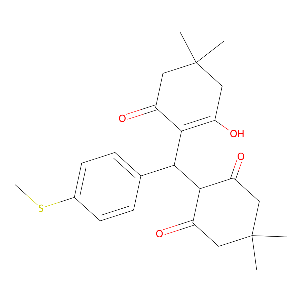 2-{(2-Hydroxy-4,4-dimethyl-6-oxo-1-cyclohexen-1-yl)[4-(methylsulfanyl)phenyl]methyl}-5,5-dimethyl-1,3-cyclohexanedione molecular structure, CAS 307339-56-6