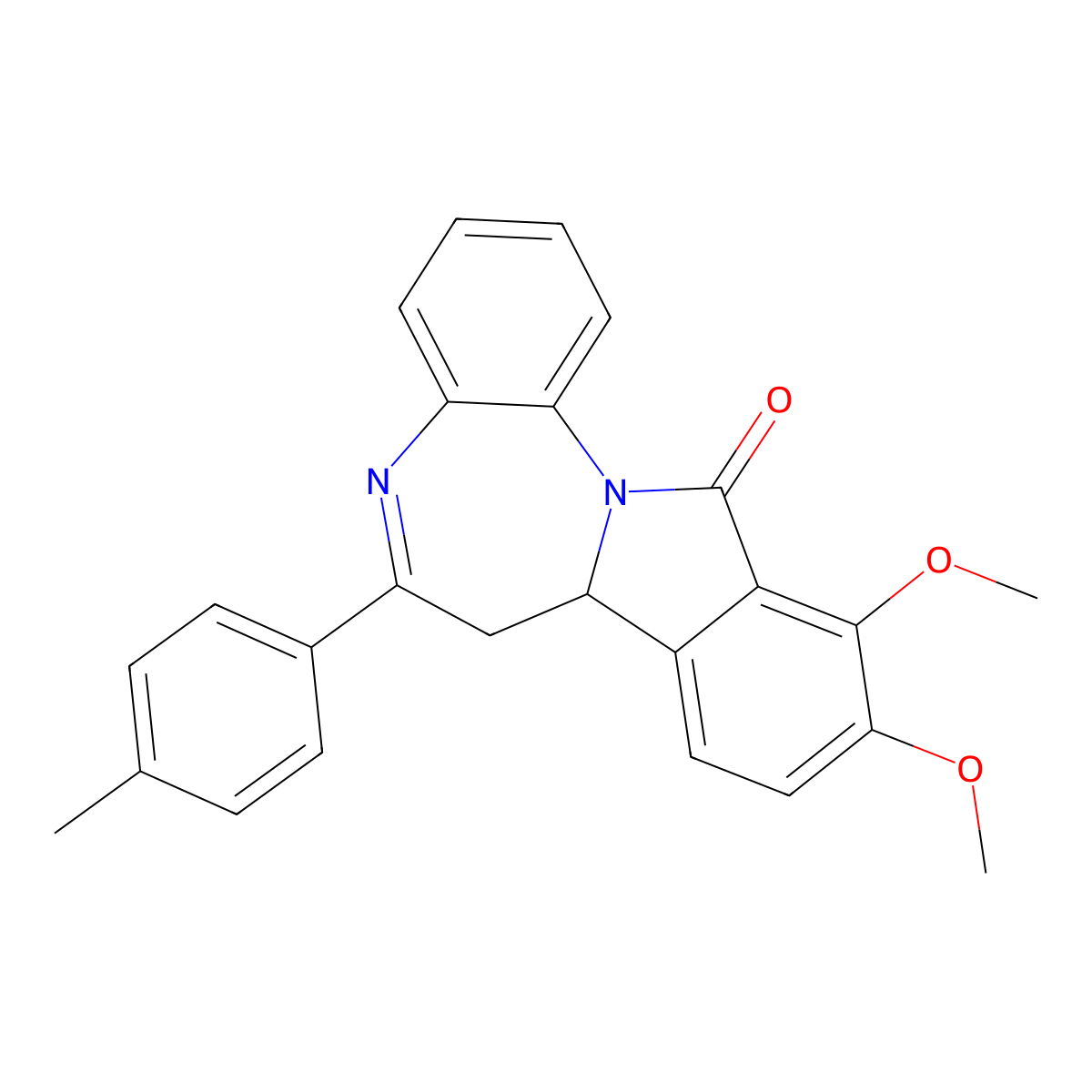 10,11-dimethoxy-6-(4-methylphenyl)-7,7a-dihydro-12H-isoindolo[2,1-a][1,5]benzodiazepin-12-one molecular structure, CAS 307339-63-5