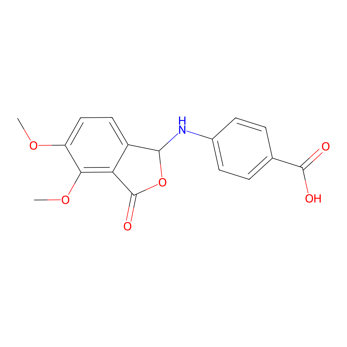 4-((4,5-Dimethoxy-3-oxo-1,3-dihydroisobenzofuran-1-yl)amino)benzoic acid molecular structure, CAS 307339-68-0
