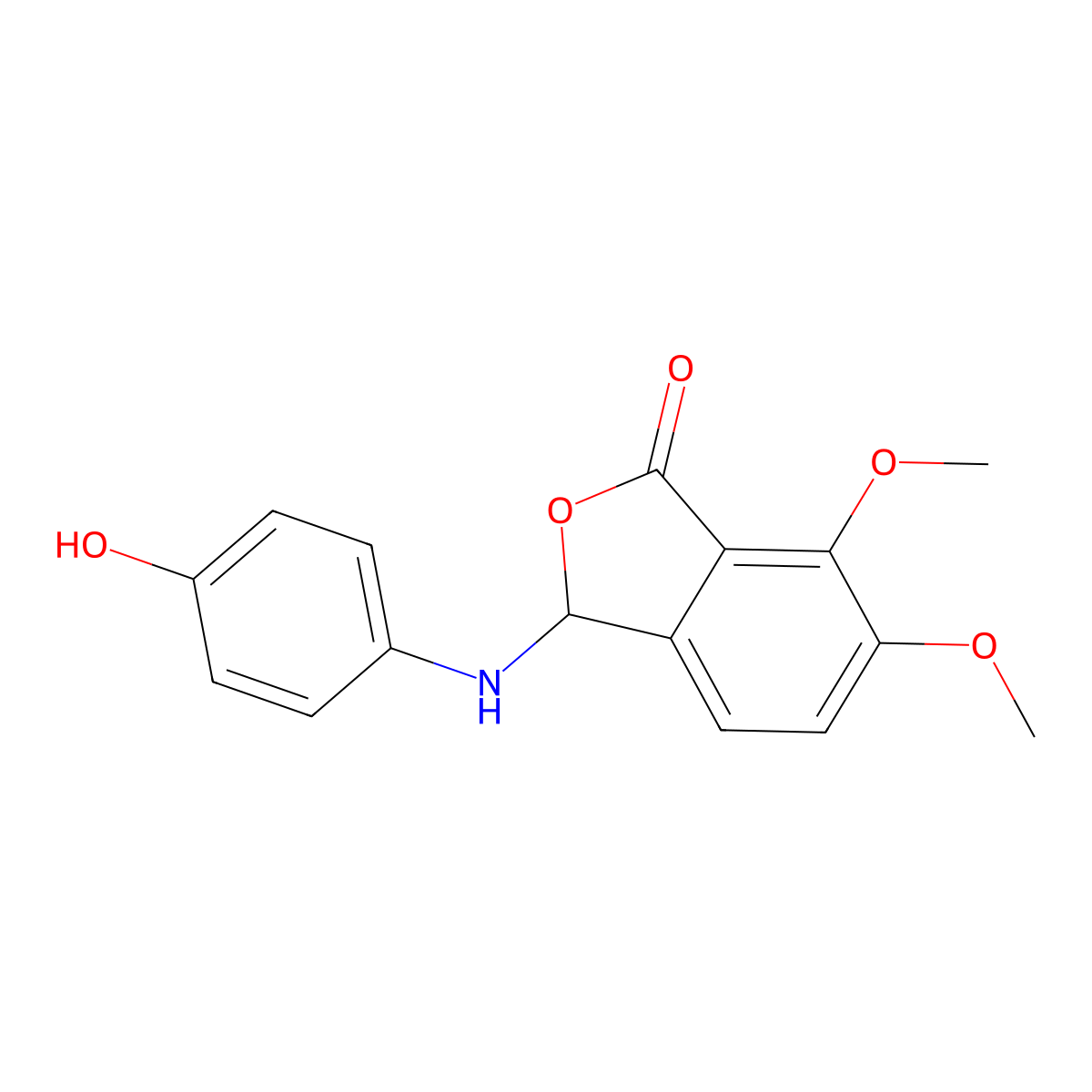 1H-Isobenzofuran-1(3H)-one, 3-(4-hydroxyphenylamino)-6,7-dimethoxy- molecular structure, CAS 307339-70-4